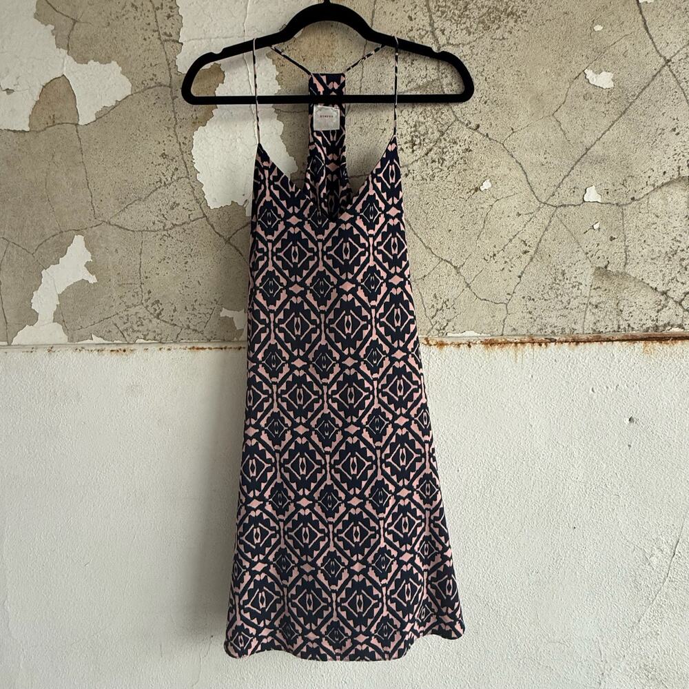 Boho Geometric Slip Dress Pink Navy Blue Mini Ikat Print Strappy‎ Nymphe